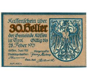 30 геллеров 1920 года Австрия — Кессен (Нотгельд) — Фото №1