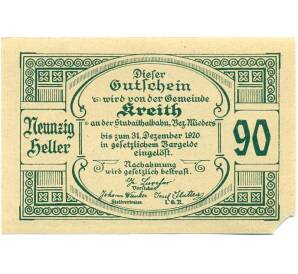 90 геллеров 1920 года Австрия — Крейт (Нотгельд) — Фото №2