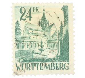 Почтовая марка 24 пфеннигов 1948 года Французская оккупация Вюртемберга «Аббатство Бебенхаузен»