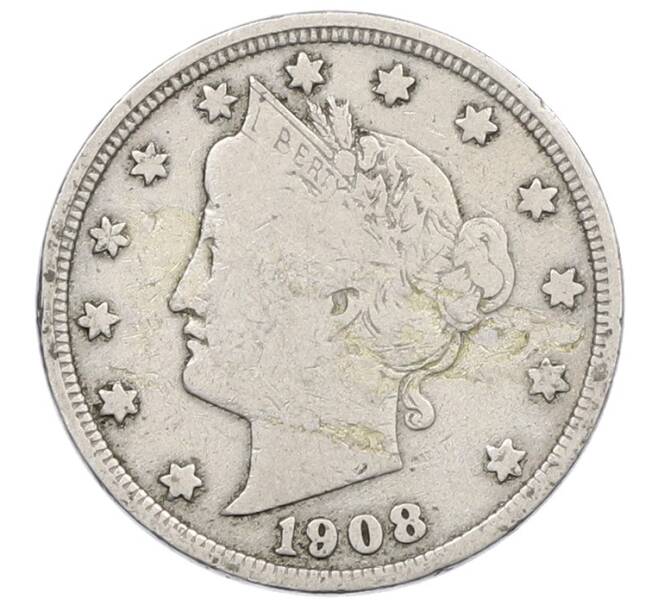 Монета 5 центов 1908 года США (Артикул: K12-75555) — Фото №1