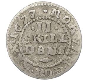 2 скиллинга 1677 года Дания — Фото №1