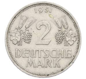 2 марки 1951 года F Западная Германия (ФРГ) — Фото №1
