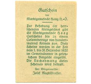 60 геллеров 1920 года Австрия — Гааг (Нотгельд) — Фото №2