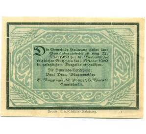 50 геллеров 1920 года Австрия — Хальванг (Нотгельд) — Фото №2