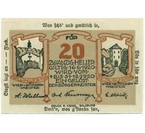 20 геллеров 1920 года Австрия — Халлайн (Нотгельд) — Фото №1