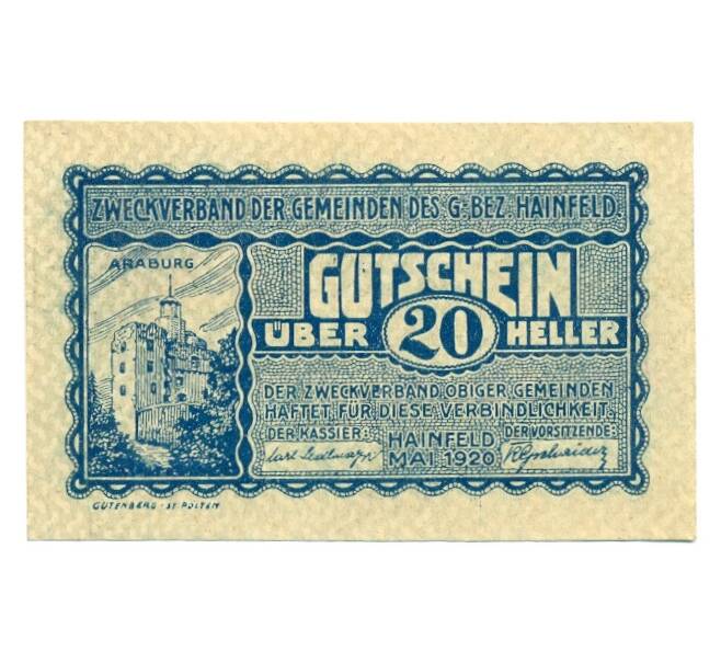 Банкнота 20 геллеров 1920 года Австрия — Хайнфельд (Нотгельд) (Артикул: B2-15804) — Фото №1