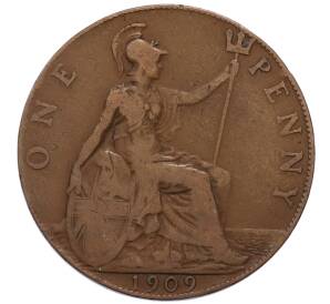 1 пенни 1909 года Великобритания — Фото №1