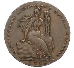 Токен 1/2 пенни 1793 года Великобритания «Бермингемская горнодобывающая и медная компания» — Фото №1