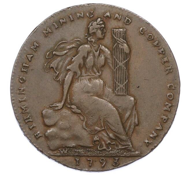 Токен 1/2 пенни 1793 года Великобритания «Бермингемская горнодобывающая и медная компания» (Артикул: K10-11271) — Фото №1
