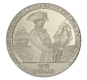 1 доллар 2007 года Острова Кука — Англия ждёт что каждый выполнит свой долг» — Адмирал Нельсон и два корабля — Фото №1