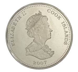 1 доллар 2007 года Острова Кука — Англия ждёт что каждый выполнит свой долг» — Адмирал Нельсон и два корабля — Фото №2