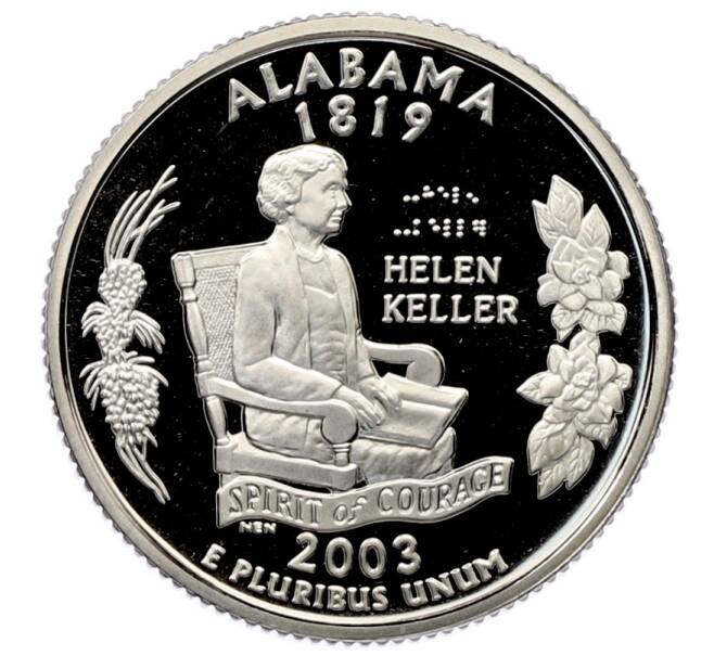 Монета 1/4 доллара (25 центов) 2003 года S США «Штаты и территории — Алабама» (Артикул: M2-91910) — Фото №1