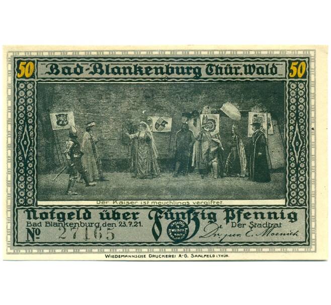 Банкнота 50 пфеннигов 1921 года Германия — Бад-Бланкенбург (Нотгельд) (Артикул: K10-11327) — Фото №2