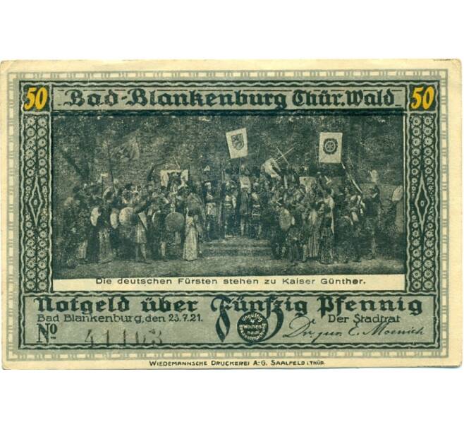 Банкнота 50 пфеннигов 1921 года Германия — Бад-Бланкенбург (Нотгельд) (Артикул: K10-11329) — Фото №2