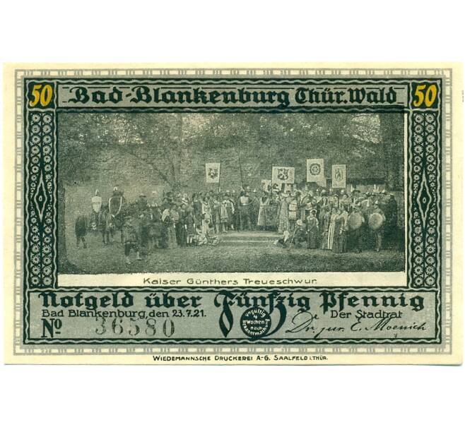 Банкнота 50 пфеннигов 1921 года Германия — Бад-Бланкенбург (Нотгельд) (Артикул: K10-11332) — Фото №2