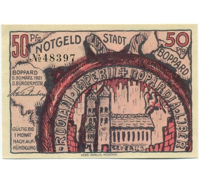 Банкнота 50 пфеннигов 1921 года Германия — Боппард (Нотгельд) (Артикул: K10-11348) — Фото №1