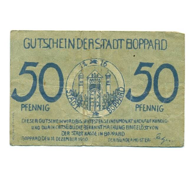 Банкнота 50 пфеннигов 1920 года Германия — Боппард (Нотгельд) (Артикул: K10-11350) — Фото №1