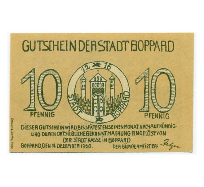 Банкнота 10 пфеннигов 1920 года Германия — Боппард (Нотгельд) (Артикул: K10-11355) — Фото №1