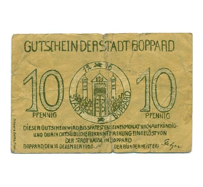 Банкнота 10 пфеннигов 1920 года Германия — Боппард (Нотгельд) (Артикул: K10-11358) — Фото №1