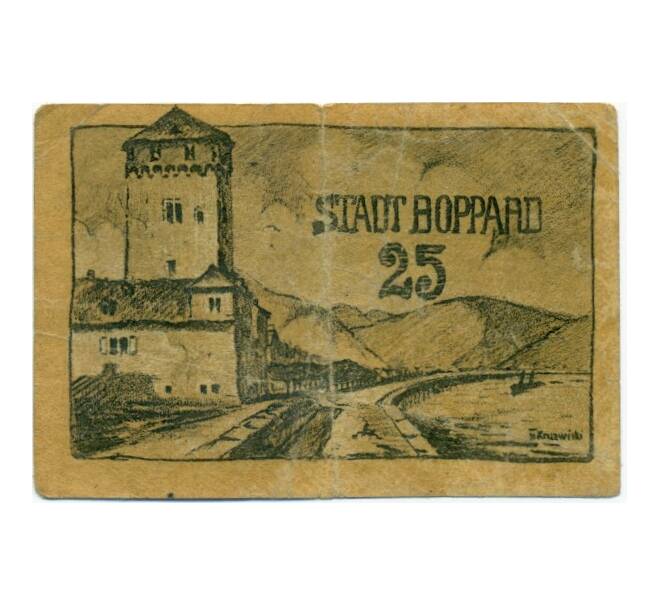 Банкнота 25 пфеннигов 1920 года Германия — Боппард (Нотгельд) (Артикул: K10-11359) — Фото №2