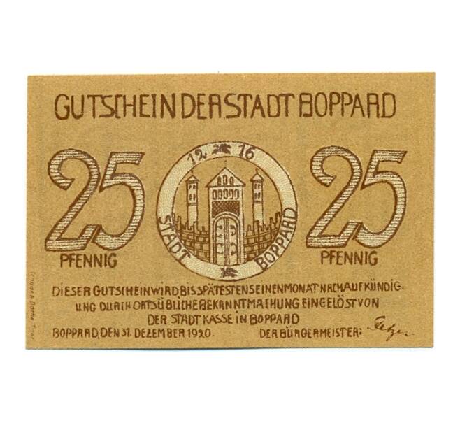 Банкнота 25 пфеннигов 1920 года Германия — Боппард (Нотгельд) (Артикул: K10-11363) — Фото №1