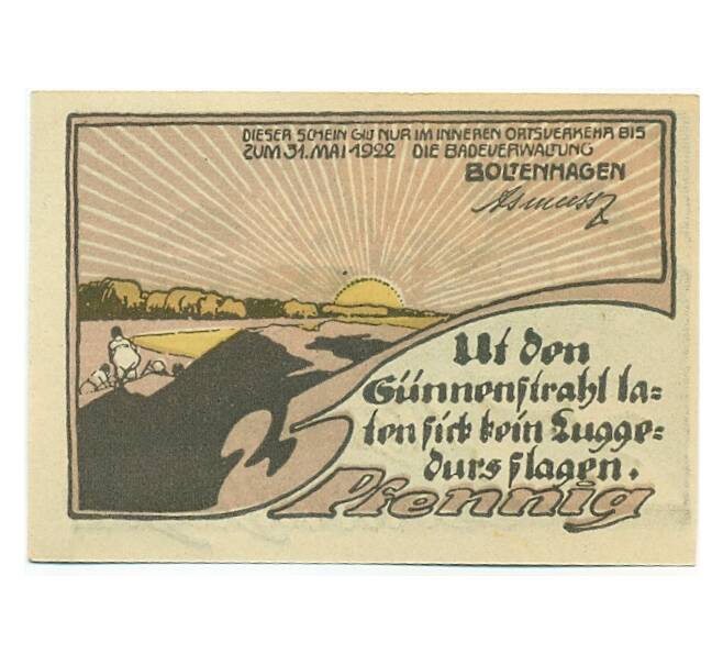 Банкнота 25 пфеннигов 1922 года Германия — Больтенхаген (Нотгельд) (Артикул: K10-11366) — Фото №1