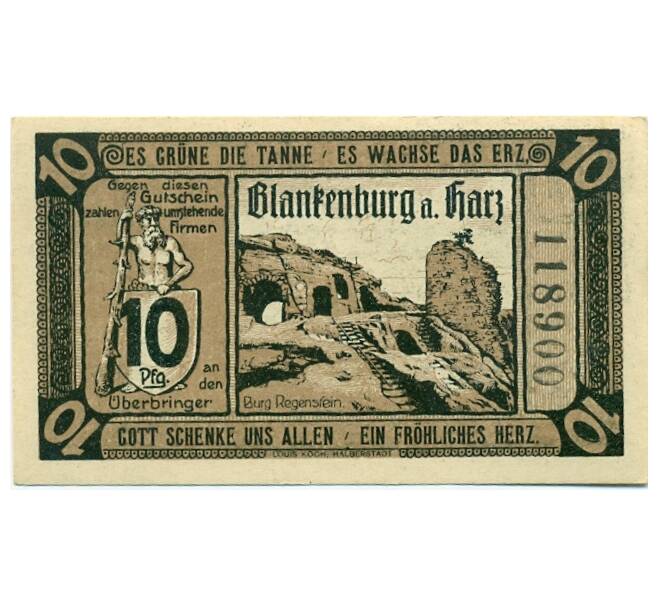 Банкнота 10 пфеннигов 1920 года Германия — Бланкенбург (Нотгельд) (Артикул: K10-11398) — Фото №1