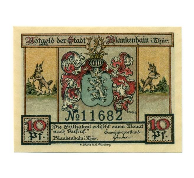 Банкнота 10 пфеннигов 1921 года Германия — Бланкенхайн (Нотгельд) (Артикул: K10-11421) — Фото №1