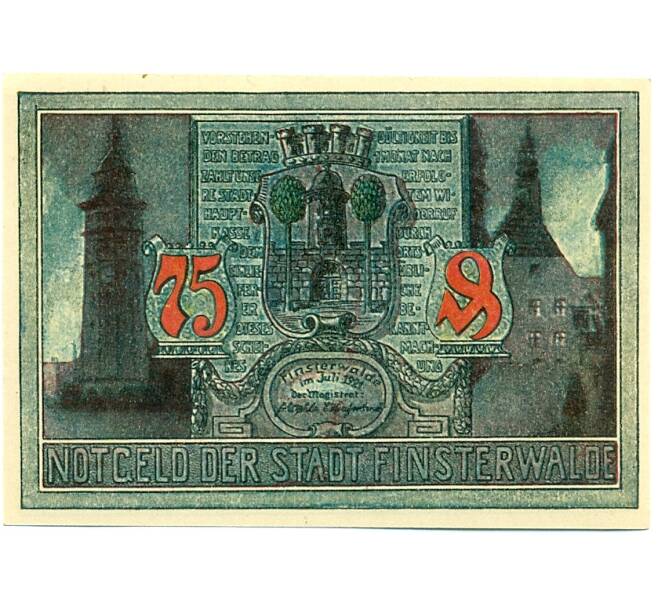 Банкнота 75 пфеннигов 1921 года Германия — Финстервальде (Нотгельд) (Артикул: K10-11442) — Фото №1