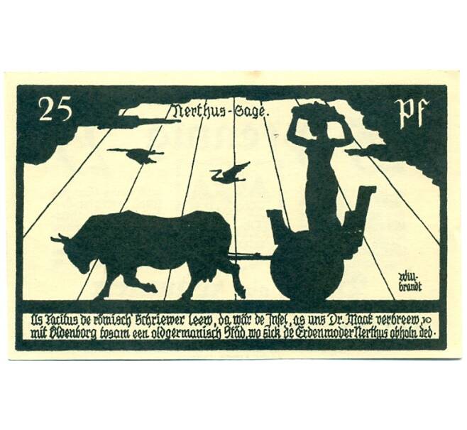 Банкнота 25 пфеннигов 1921 года Германия — Бург-ауф-Фемарн (Нотгельд) (Артикул: K10-11470) — Фото №1