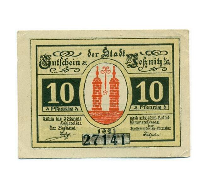 Банкнота 10 пфеннигов 1921 года Германия — Есниц (Нотгельд) (Артикул: K10-11522) — Фото №1