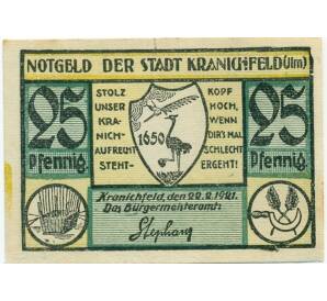 25 пфеннигов 1921 года Германия — Кранихфельд (Нотгельд) — Фото №1