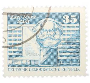 Почтовая марка 35 пфеннигов 1973 года Восточная Германия (ГДР) «Памятник Карлу Марксу»