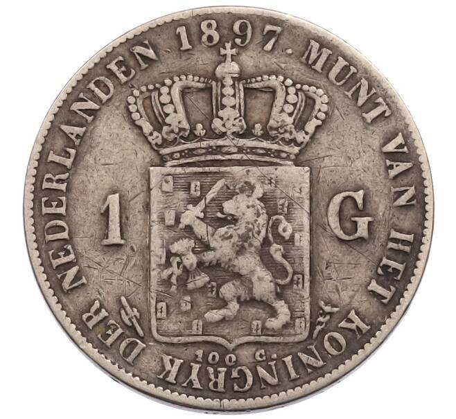 Монета 1 гульден 1897 года Нидерланды (Артикул: K10-11581) — Фото №1