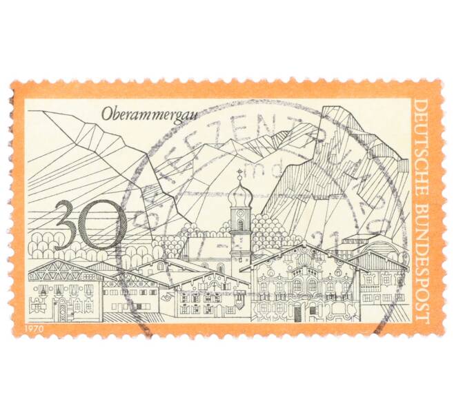 30 пфеннигов 1970 года Западная Германия (ФРГ) «Туризм — Обераммергау» (Артикул: T11-34297) — Фото №1