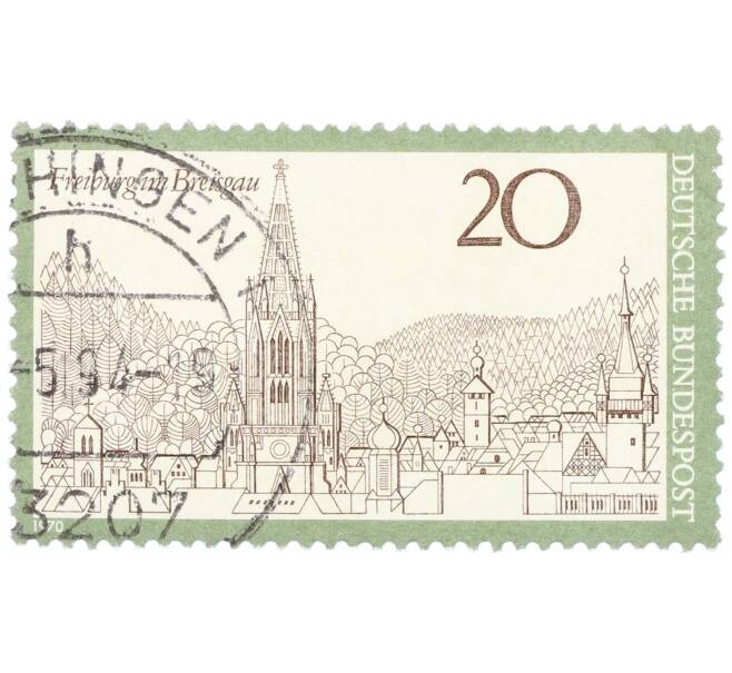 20 пфеннигов 1970 года Западная Германия (ФРГ) «Туризм — Фрайбург-им-Брайсгау» (Артикул: T11-34300) — Фото №1