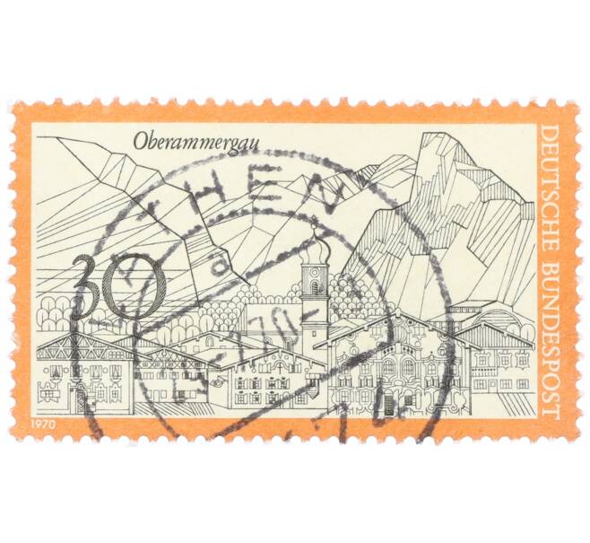 20 пфеннигов 1970 года Западная Германия (ФРГ) «Туризм — Обераммергау» (Артикул: T11-34311) — Фото №1