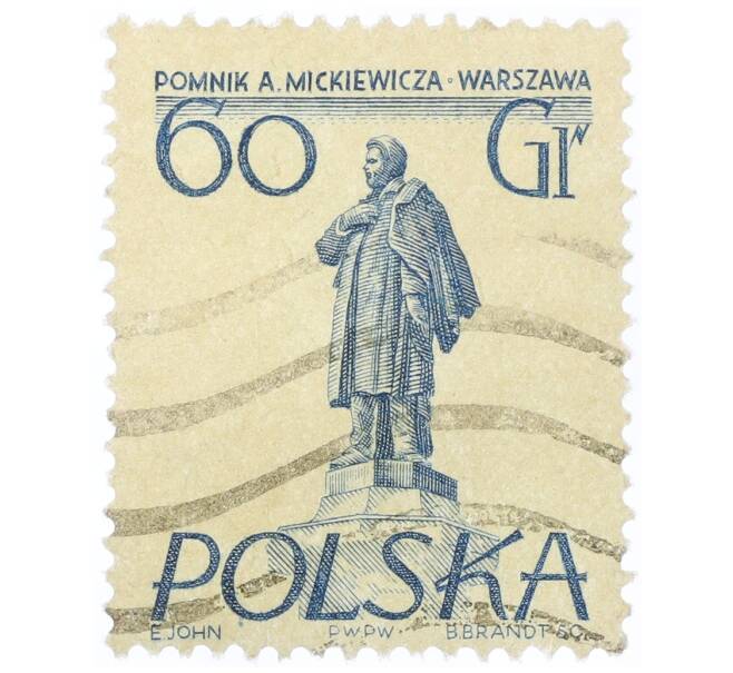 Почтовая марка 60 грошей 1955 года Польша «Памятники Варшавы — Адам Мицкевич» (Артикул: T11-34373) — Фото №1