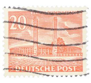 Почтовая марка 20 пфеннигов 1953 года Западная Германия (ФРГ) «Городские пейзажи Берлина — Олимпийский стадион» — Фото №1