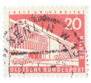 Почтовая марка 20 пфеннигов 1953 года Западная Германия (ФРГ) «Городские пейзажи Берлина — Здание свободного университета имени Генри Форда» — Фото №1
