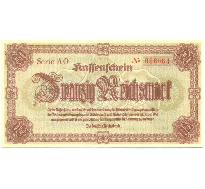 Банкнота 20 рейхсмарок 1945 года Германия (Нижняя Силезия и Судетская область) (Артикул: K10-11691) — Фото №1