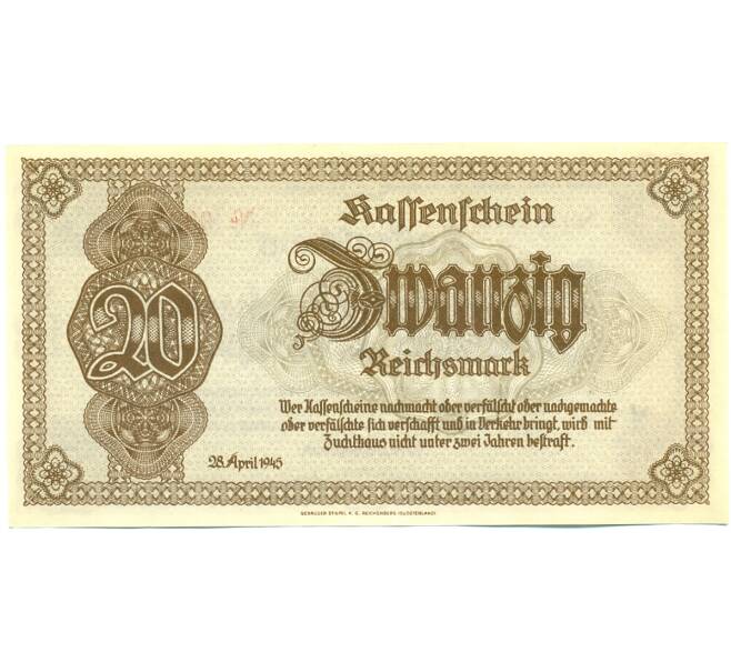 Банкнота 20 рейхсмарок 1945 года Германия (Нижняя Силезия и Судетская область) (Артикул: K10-11691) — Фото №2