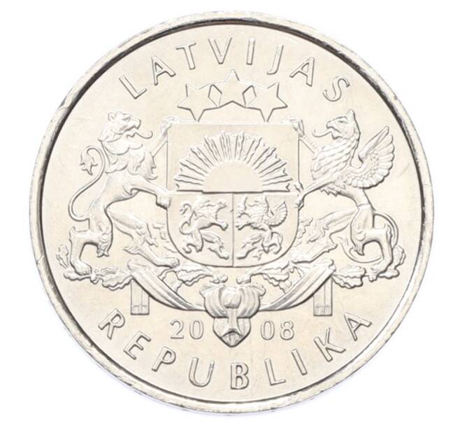 Монета 1 лат 2008 года Латвия «Лилия» (Артикул: T11-34456) — Фото №2