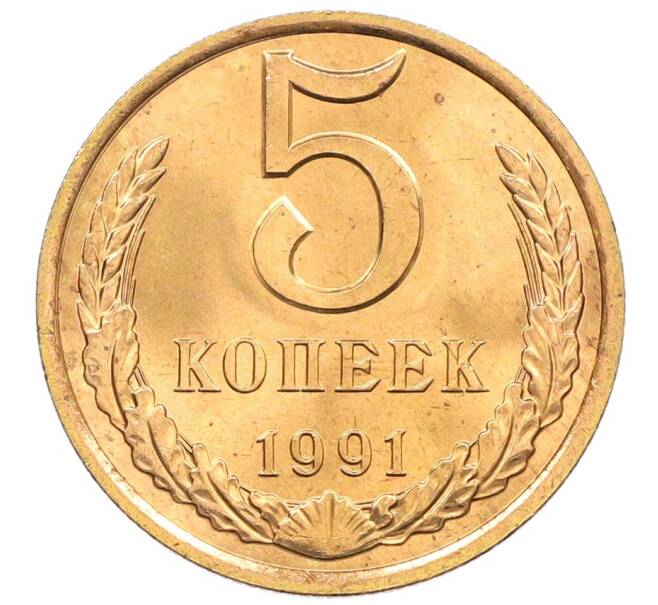 Монета 5 копеек 1991 года Л (Артикул: K8-0788) — Фото №1
