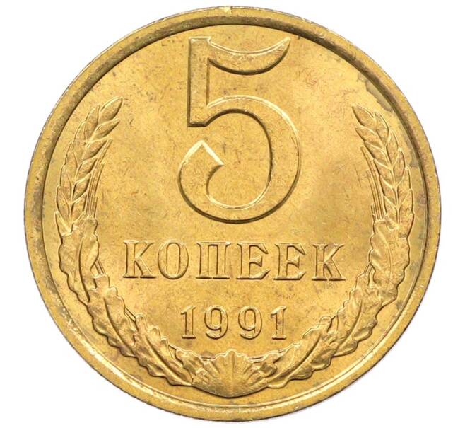 Монета 5 копеек 1991 года Л (Артикул: K8-0792) — Фото №1