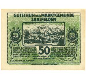 50 геллеров 1920 года Австрия — Зальфельден (Нотгельд) — Фото №1