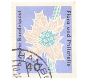 Почтовая марка 40 пфеннигов 1963 года Западная Германия (ФРГ) «Выставка флоры и филателии в Гамбурге — Морской остролист (Eryngium maritimum)»