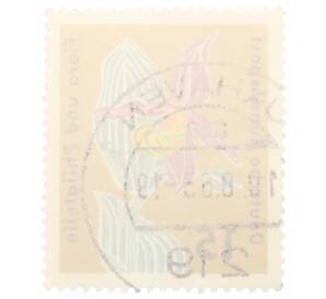 Почтовая марка 15 пфеннигов 1963 года Западная Германия (ФРГ) «Выставка флоры и филателии в Гамбурге — Башмачок настоящий (Cypripedium calceolus)»