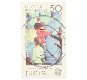Почтовая марка 50 пфеннигов 1975 года Западная Германия (ФРГ) «Европейская конференция администраций почтовых служб и служб связи CEPT —Лестница в стиле Баухауз (Оскар Шлеммер)»