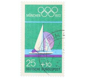 Почтовая марка 25+10 пфеннигов 1972 года Западная Германия (ФРГ) «Летние Олимпийские игры 1972 года B Мюнхене — Парусный спорт и Олимпийские кольца»